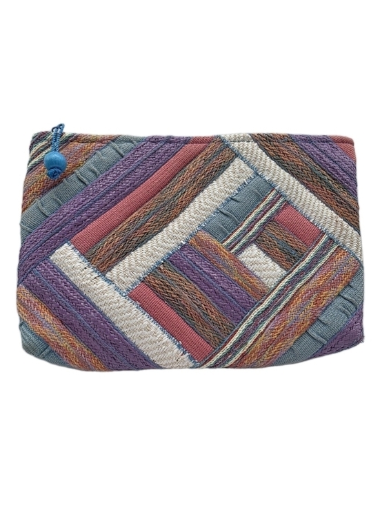 Vintage Handbags - Vintage Clutch Purse Bag Blue Pink Geometric Philippines Retro Cottagecore Rare